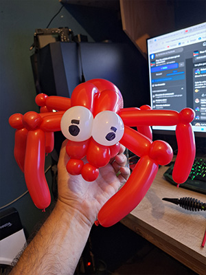 Une araignée en ballon sculpté par un professionnel pour un enfant